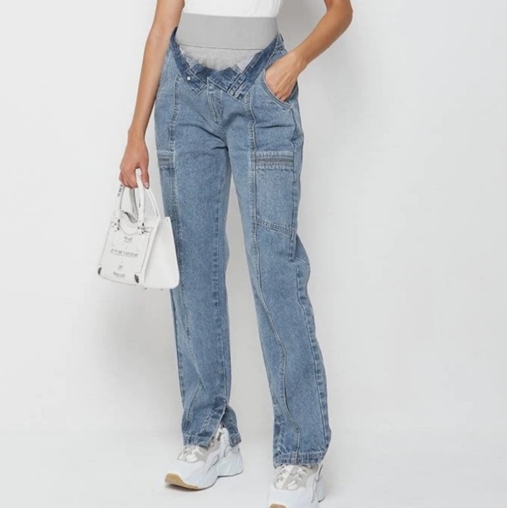 Maniere de Voir FOLDOVER WAISTBAND MOM JEANS